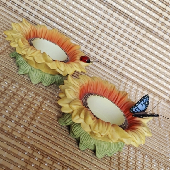 PartyLite Tealight Holders Set of 2 - Butterfly & Ladybug on Sunflowers - Picture 10 of 15